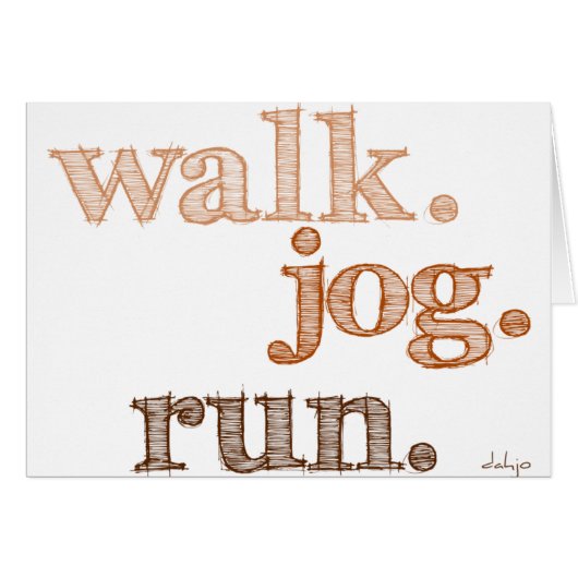 BROWN WALK JOG RUN (font SHADED) Cards (Front Horizontal)