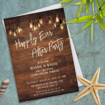 Brown Wall Edison Lights Happily Ever After Party Invitation by PaperMuserie at Zazzle