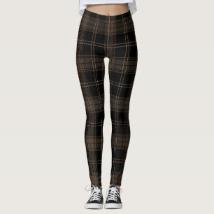 Brown, Walnut, Black, Roman Coffee Twill Tartan Leggings