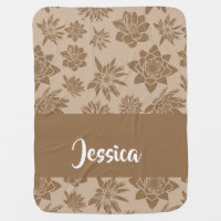 Brown water flowers silhouette baby blanket