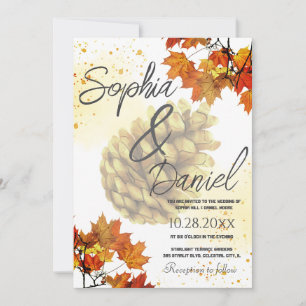 Brown Watercolor Autumn Invitation