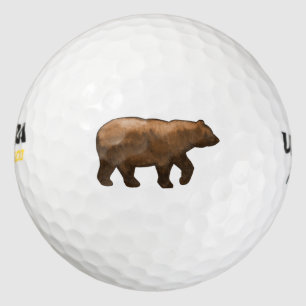 Brown Watercolor Bear Golf Balls