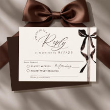 Brown Watercolor Bow Simple Elegant Ivory Wedding