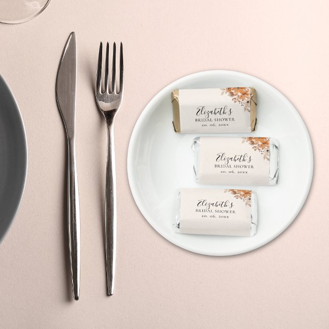 Brown Watercolor Flowers Boho Style Bridal Swower Hershey's Miniatures (Creator Uploaded)