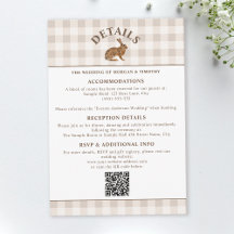 Brown Watercolor Hare On Beige Gingham Rustic