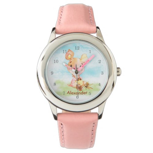 Brown Watercolor Little Piggy Watch