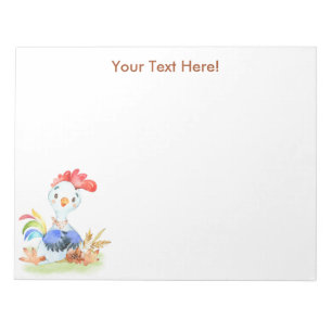 Brown Watercolor Little Rooster Notepad