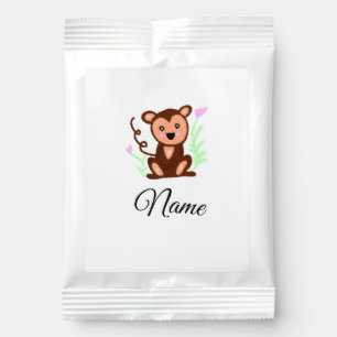 brown watercolor monkey animal add name text hot chocolate drink mix