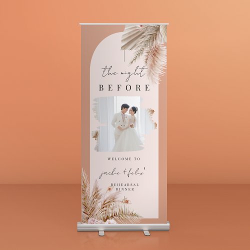 Brown Watercolor Pampas Grass Rehearsal Dinner Retractable Banner