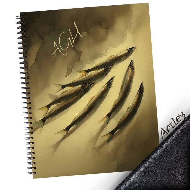 Brown Watercolor Sardine Art Initials Smoke Shadow Notebook (Creator Uploaded)