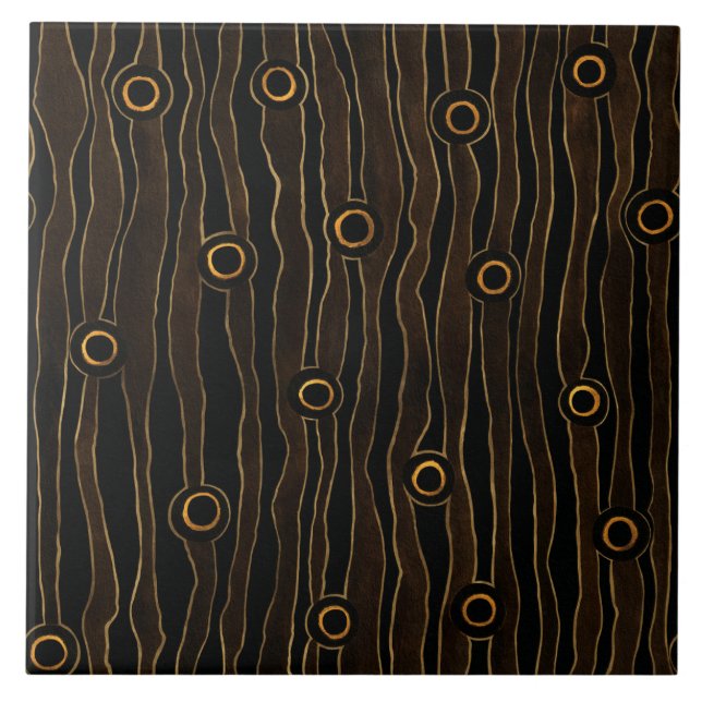Brown Wavy Lines Ceramic Tile (Front)