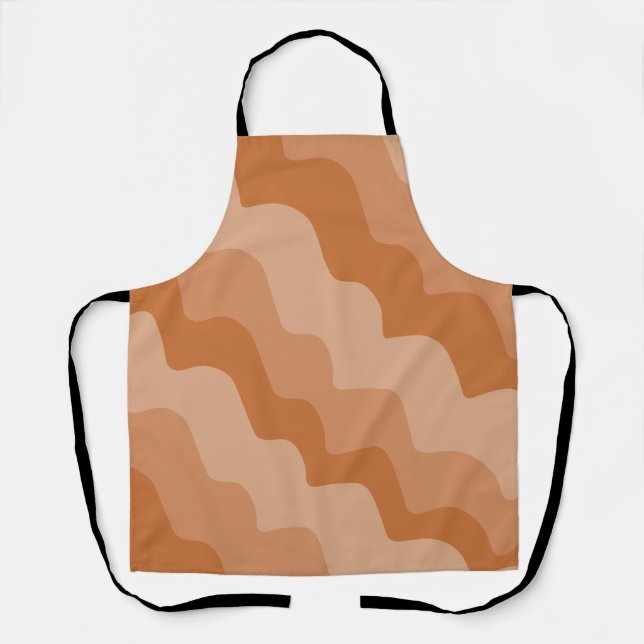 Brown wavy ocean waves gradient  apron (Front)