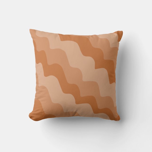 Brown wavy ocean waves gradient  throw pillow (Front)