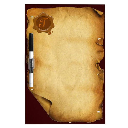 BROWN WAX SEAL OLD PARCHMENT Monogram Dry Erase Board