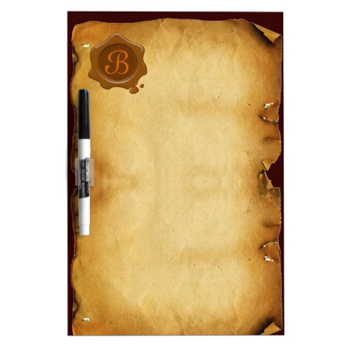 BROWN WAX SEAL OLD PARCHMENT Monogram Dry Erase Board
