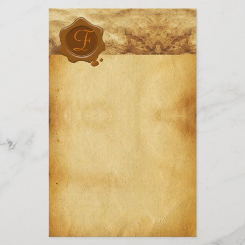 BROWN WAX SEAL PARCHMENT Monogram Stationery