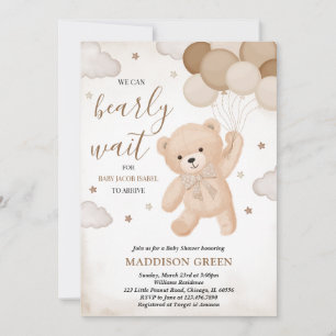Brown We Can Bearly Wait Baby Shower Invitation