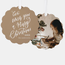Brown We Wish You Merry Christmas Lettering Photo