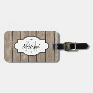 Brown Weathered Wood Luggage Tag
