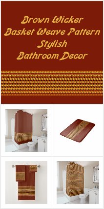 Brown Weave Wicker Pattern Bathroom Decor