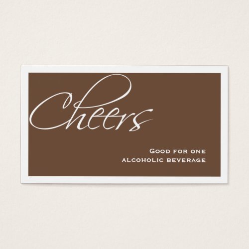 Brown wedding formal custom event drink ticket business card templates