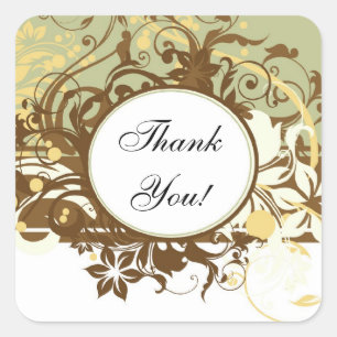 Brown Wedding Matching Stickers, Thank You! Square Sticker