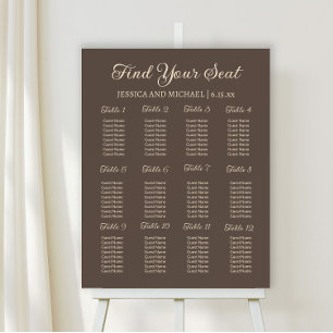 Brown Wedding Reception Seating Chart Foam Board
