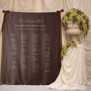Brown Wedding Seating Chart Alphabetical Fabric Tapestry