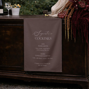 Brown Wedding Signature Cocktails Fabric Sign