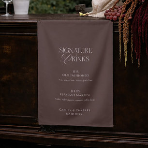 Brown Wedding Signature Drinks Fabric Sign