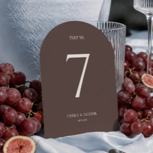 Brown Wedding Table Number Card