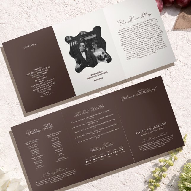 Brown Wedding  Tri-Fold Program (Creator Uploaded)