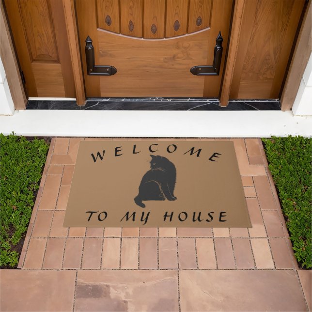 Brown Welcome To My House Cat Doormat (Outdoor)