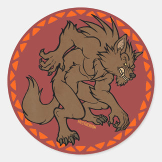 Brown Werewolf Classic Round Sticker
