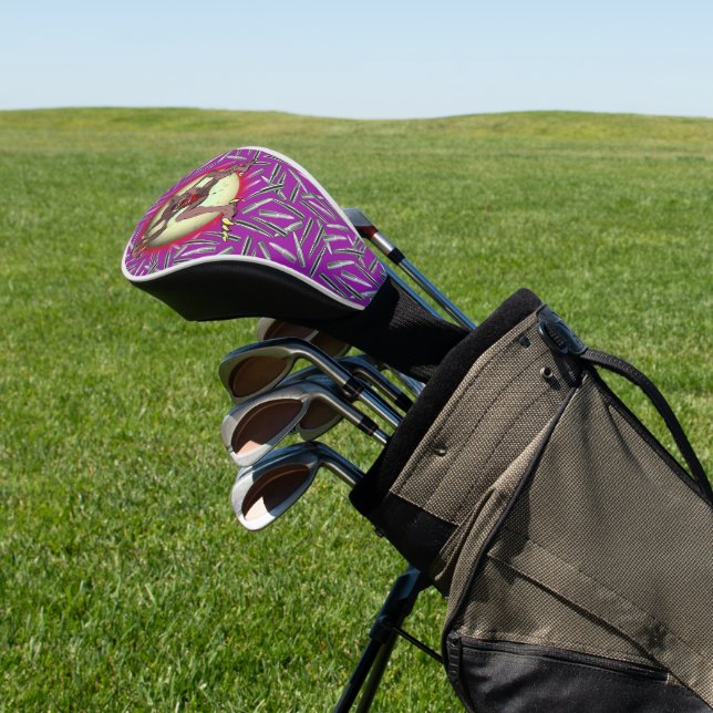Brown Werewolf Full Moon Fierce Purple Halloween Golf Head Cover (In Situ)