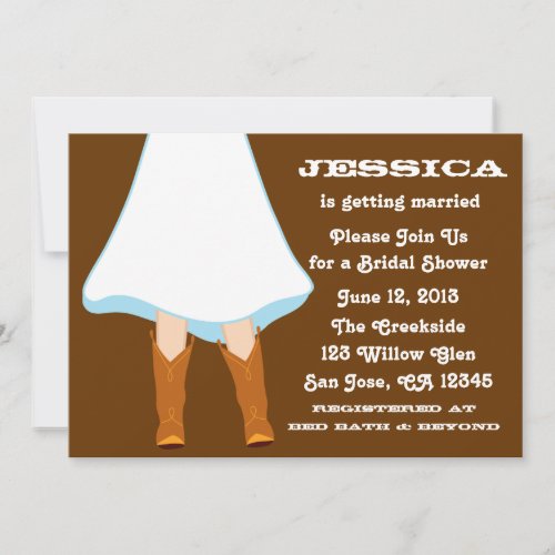 Brown Western Bridal Shower Invitations