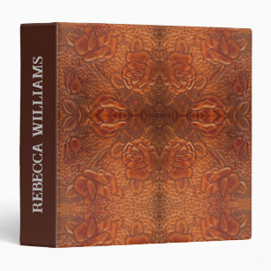 brown western country cowgirl floral leather 3 ring binder