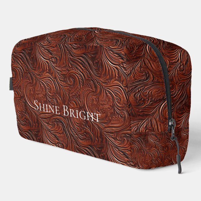 Brown Western Cowgirl Bohemian Chic Leaf Dopp Kit (Right Corner)