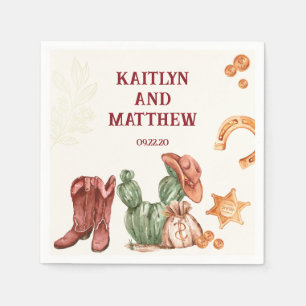 brown western elegant rustic wedding napkins