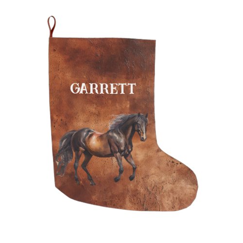 Brown Western Horse Large Christmas Stocking