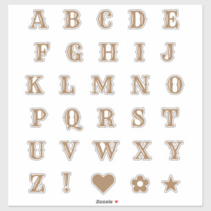 Brown Western Theme Letters Alphabet Monogram Sticker