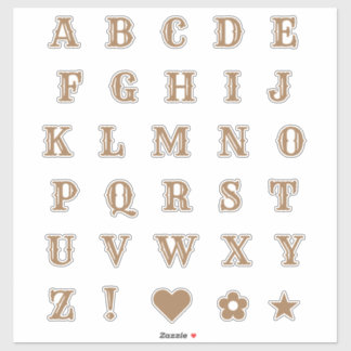Brown Western Theme Letters Alphabet Monogram  Sticker