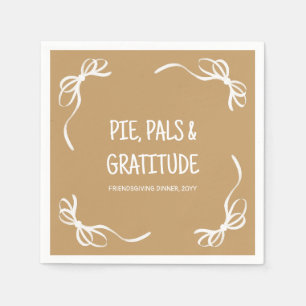 Brown Whimsical Hand Drawn Friendsgiving Dinner Napkins