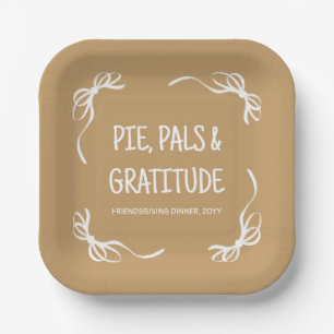 Brown Whimsical Hand Drawn Friendsgiving Dinner Paper Plates