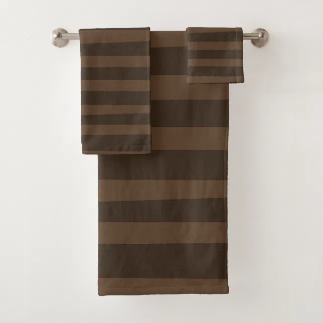 Brown Whimsical Stripes Rustic Modern Minimal Bath Towel Set | Zazzle