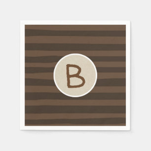 Brown Whimsical Stripes Rustic Modern Minimal Paper Napkins