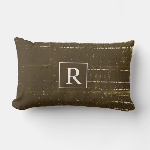 Brown White Abstract Monograms Rustic Vintage Lumbar Pillow