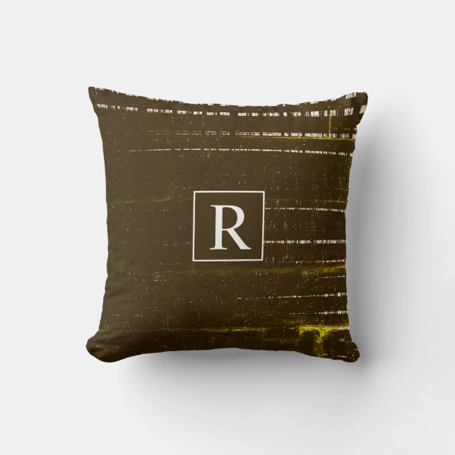 Brown White Abstract Monograms Rustic Vintage Throw Pillow (Front)