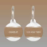 Brown white add a name and contact number pet ID tag<br><div class="desc">Pet ID tag
Add a name and a contact number.
Brown and white.</div>