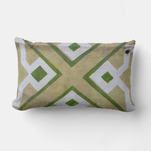 Brown, white, and green textile close-up photograp lumbar pillow